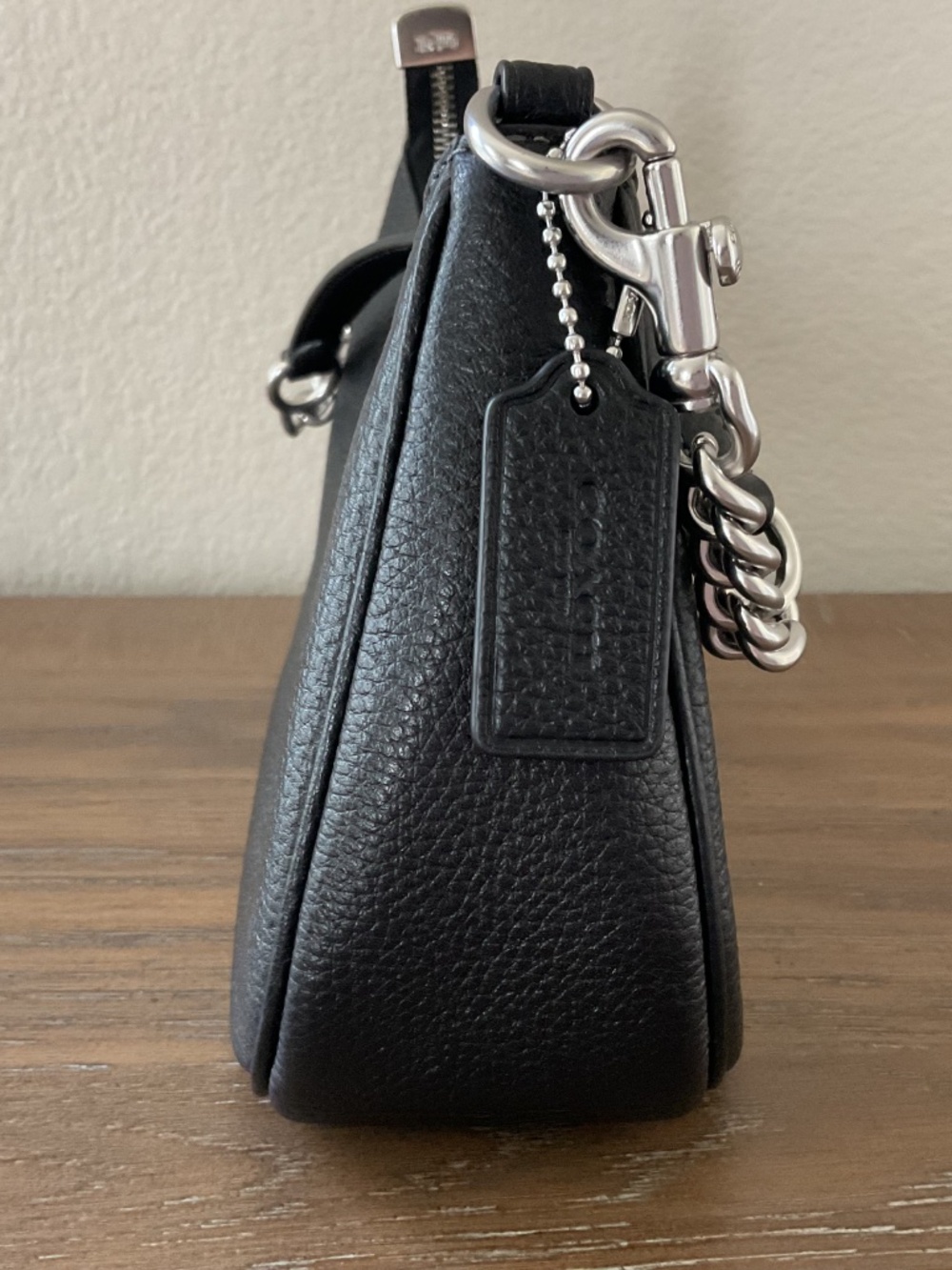 Coach Teri Shoulder Bag - Pebbled Leather/Silver/Black - Picture 6 of 10